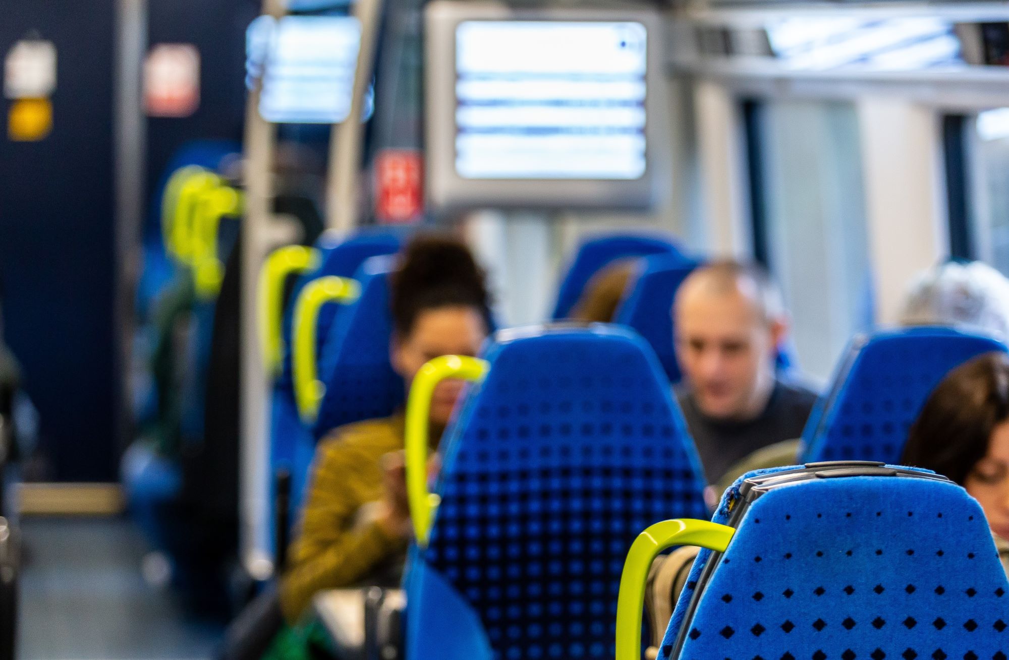 Passengers sat on a train