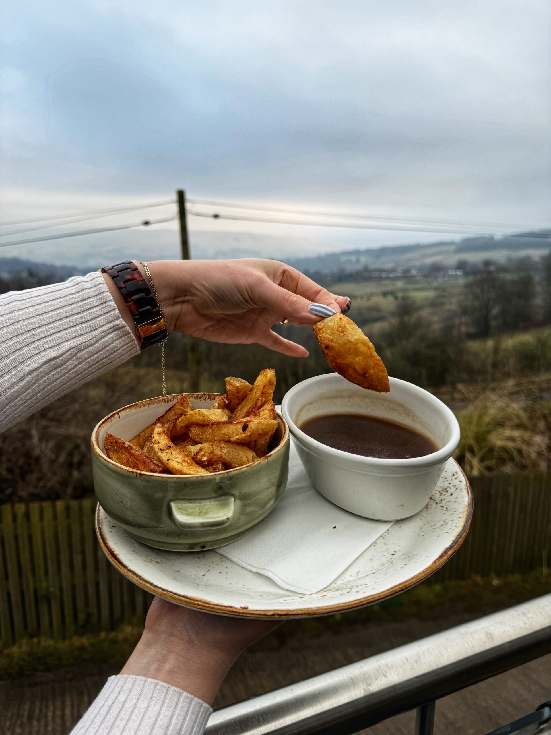 Chips with a side of bone broth gravy. 