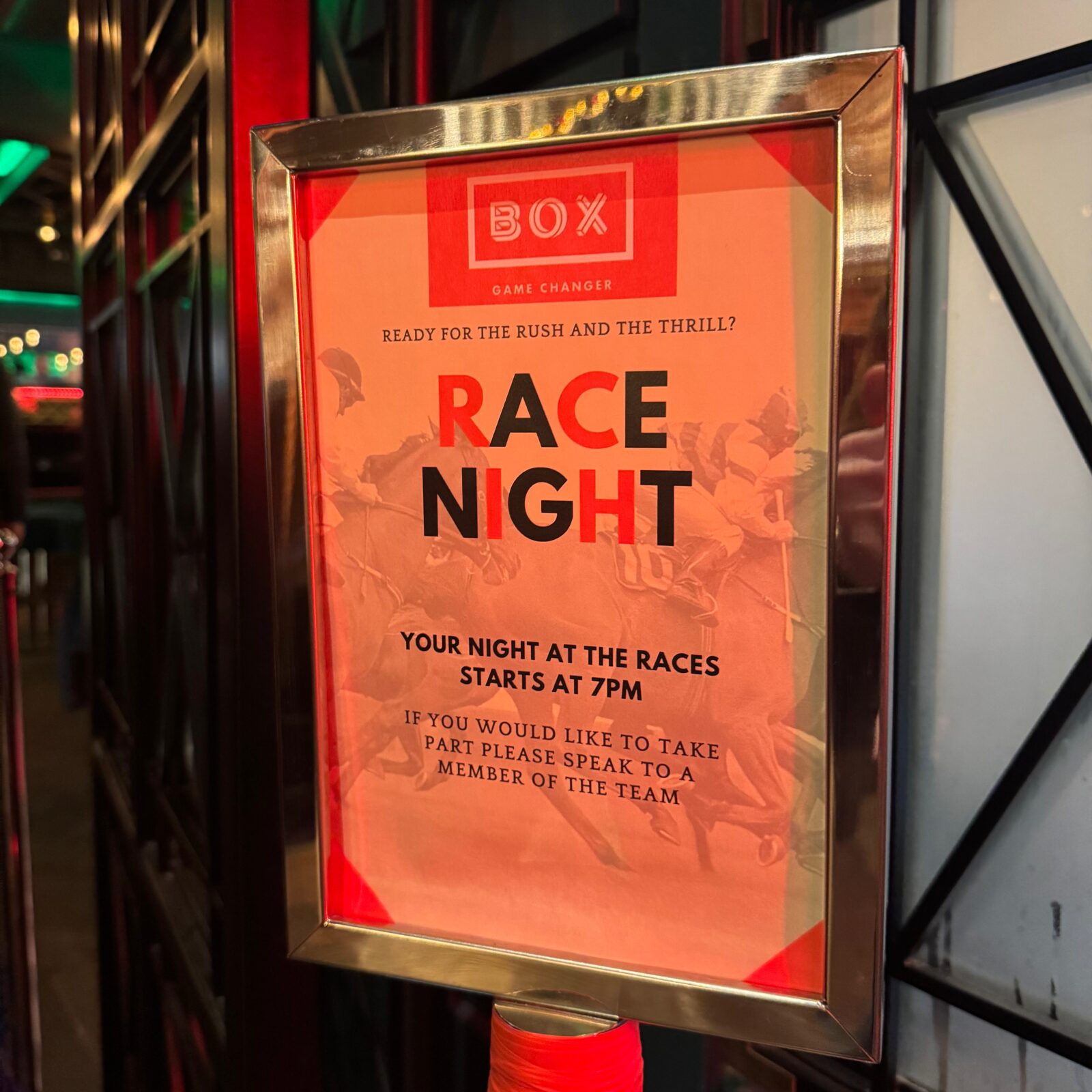 race night box bar manchester