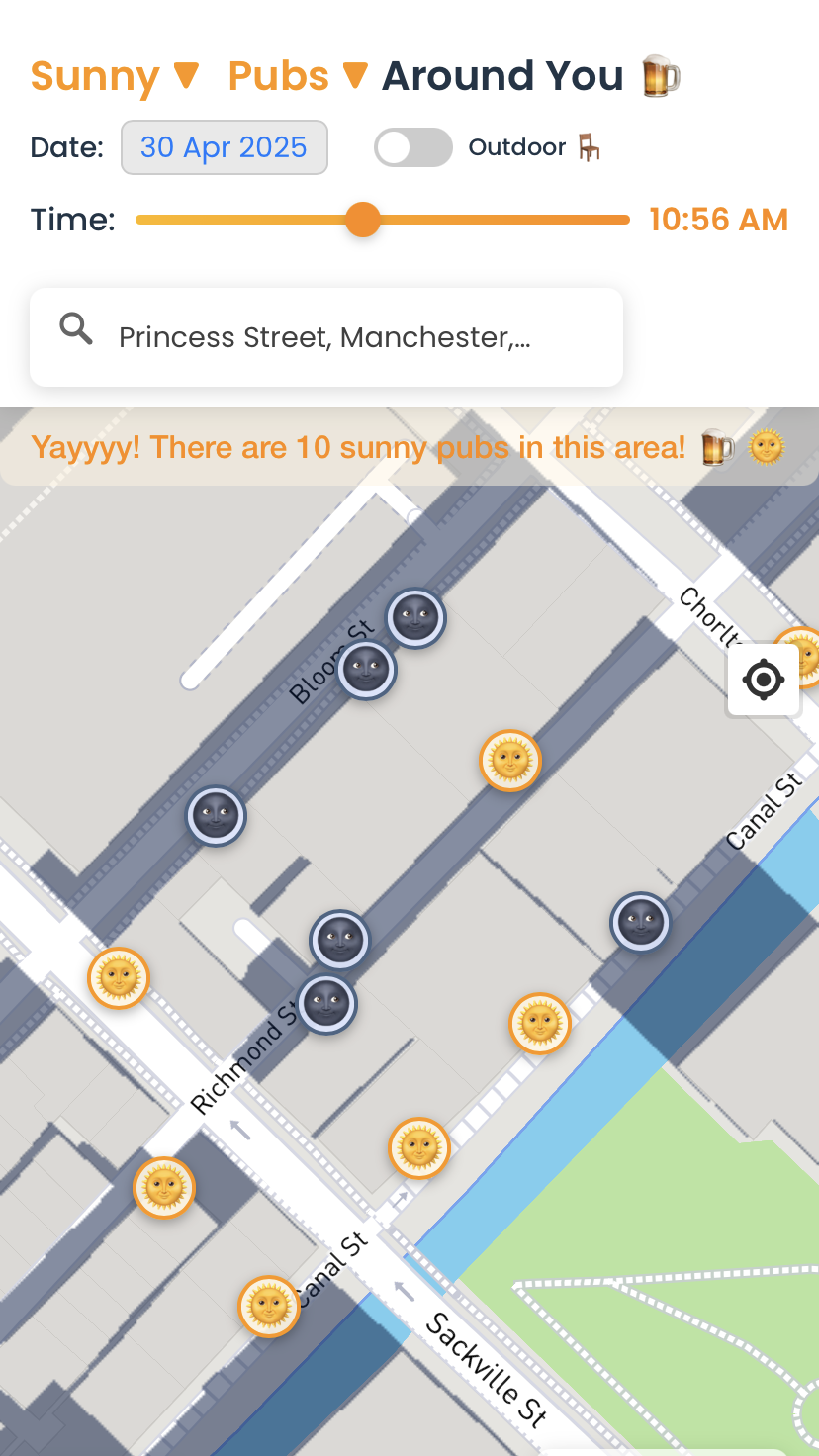 The app shows you the best pubs, cafes and restaurants to catch some rays.