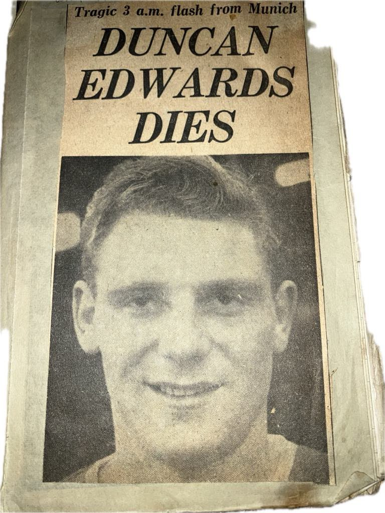 duncan edwards death newspaper clipping