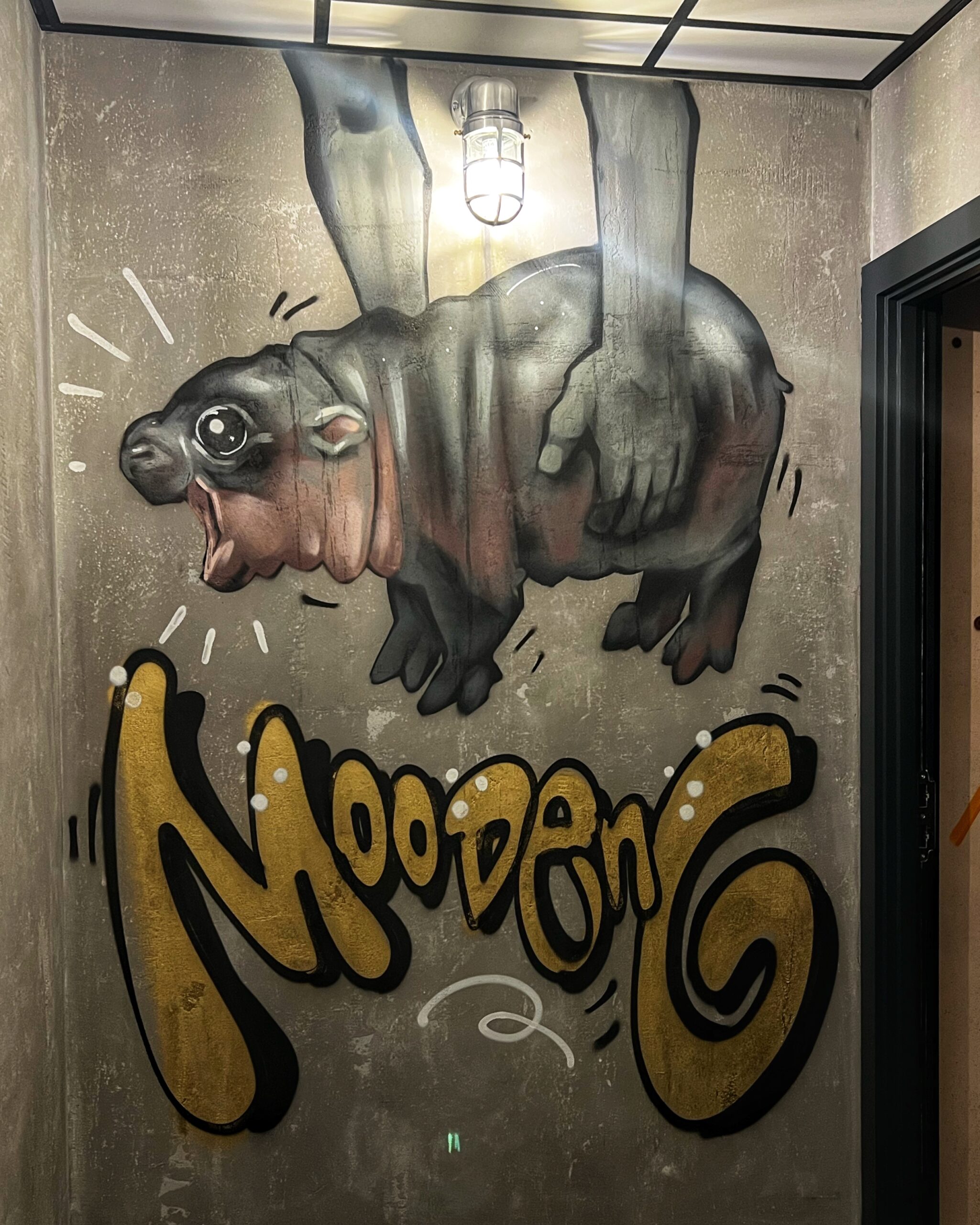 The Moo Deng mural