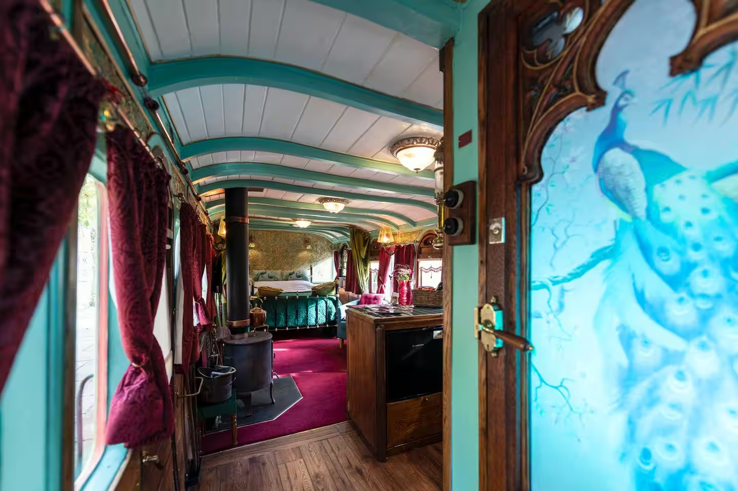 You could stay in this train carriage at an old train station.