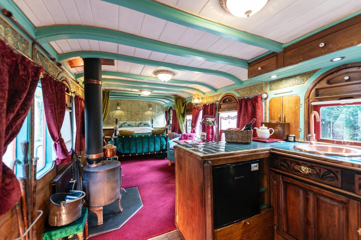 The interior of this Airbnb listing is bold and impressive.