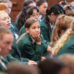 Schoolchildren in an assembly