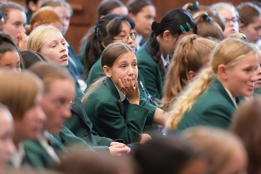 Schoolchildren in an assembly