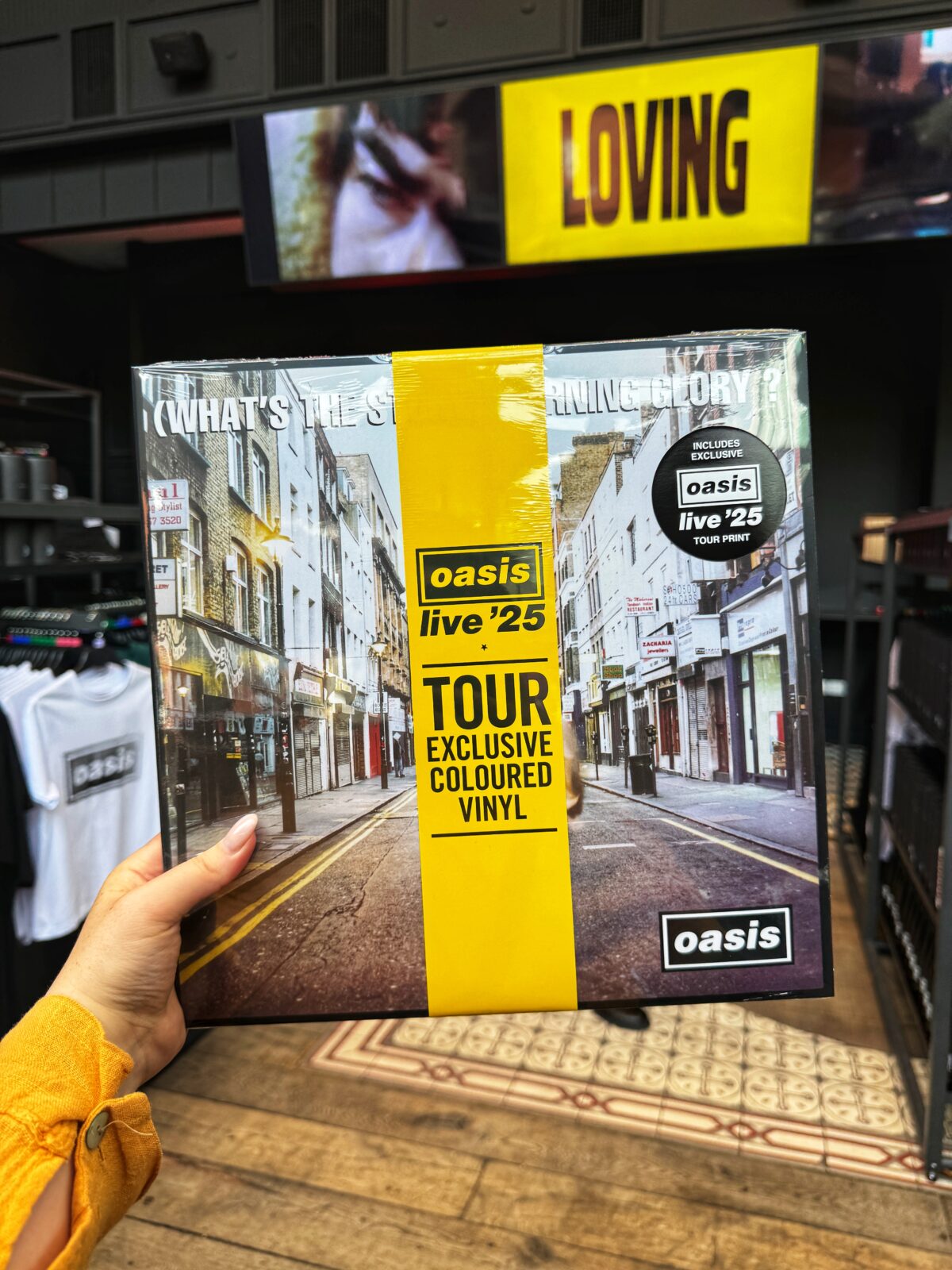 There's plenty of t-shirts and Oasis memorabilia at the official fan shop in Spinningfields.