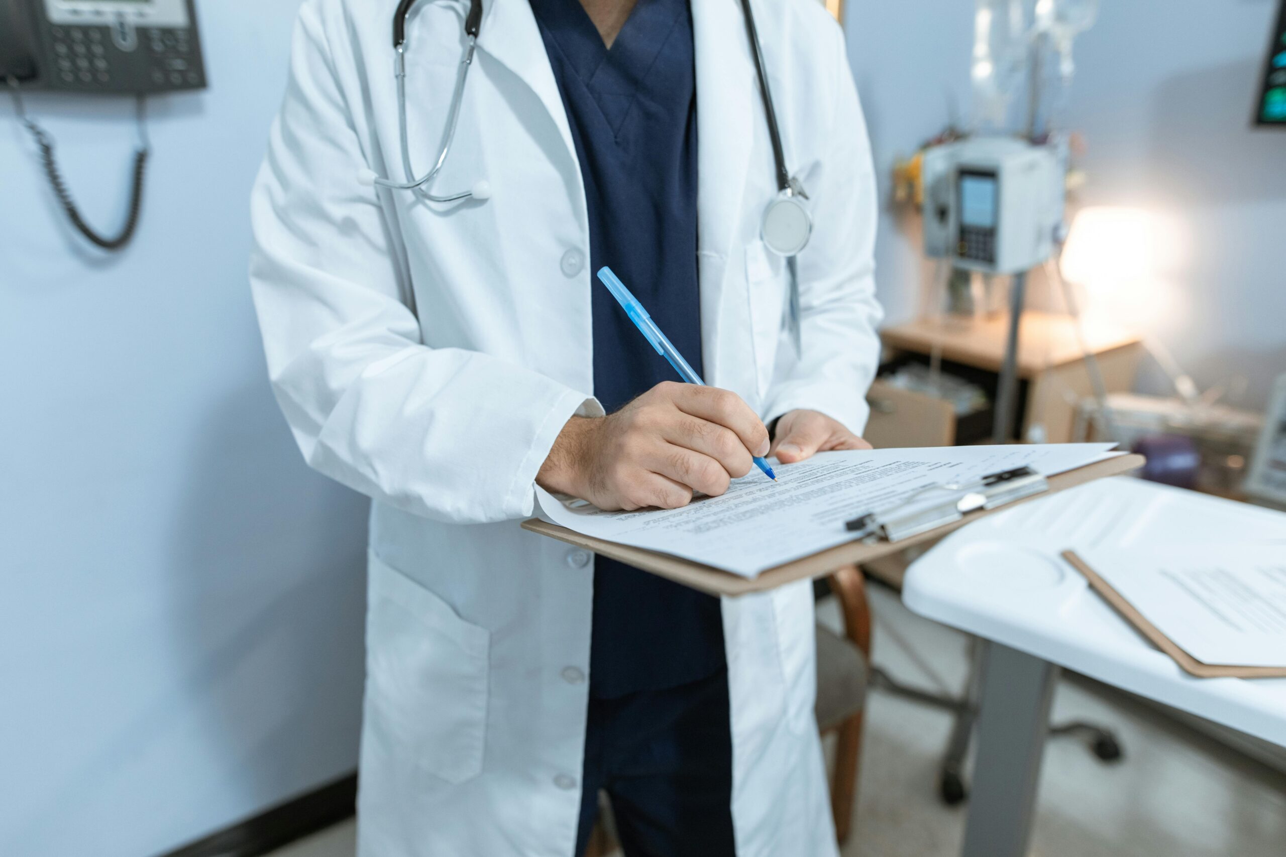 Doctor checking medical records