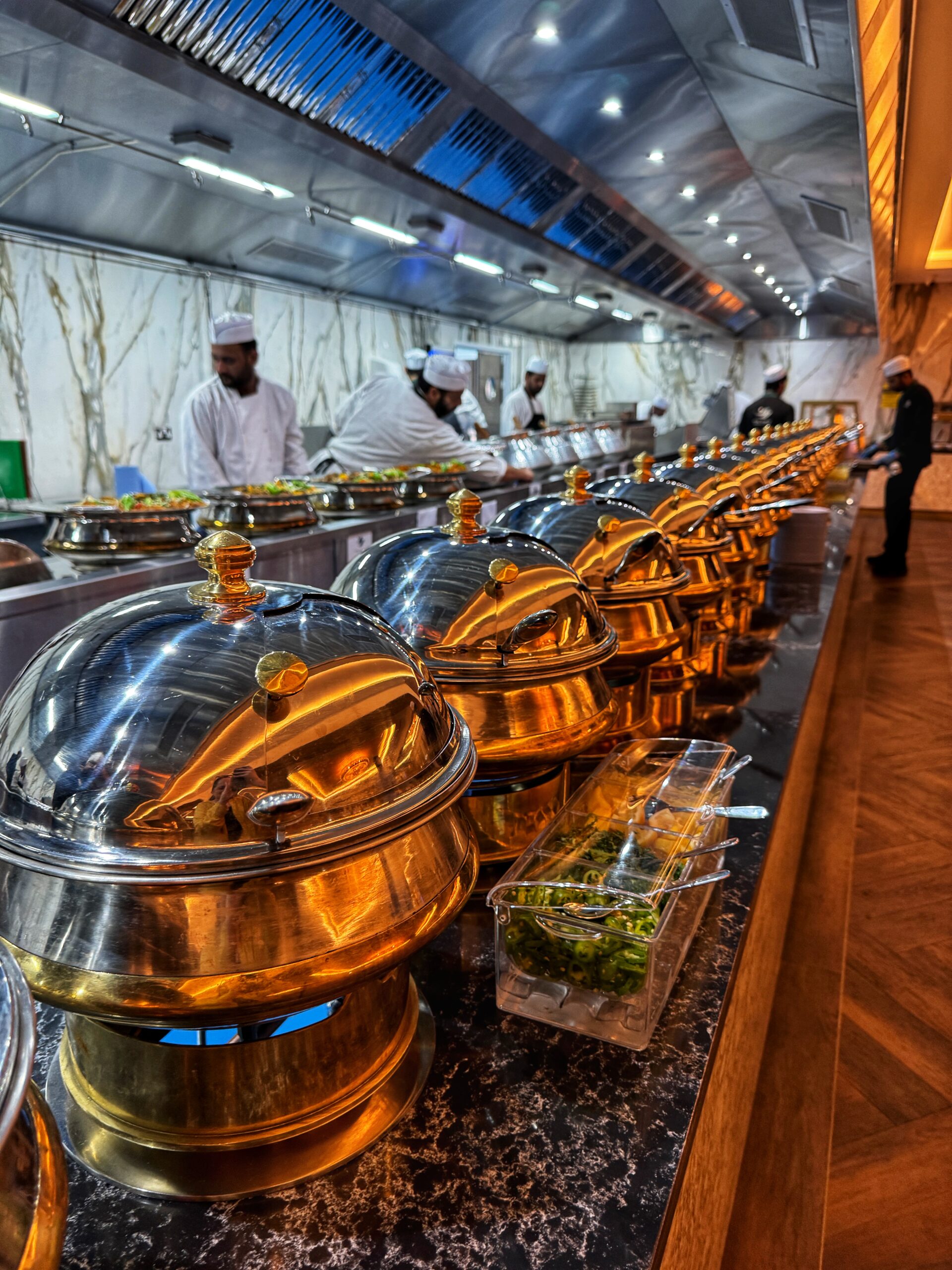 Rows of curries at Royal Nawaab's all-you-can-eat buffet