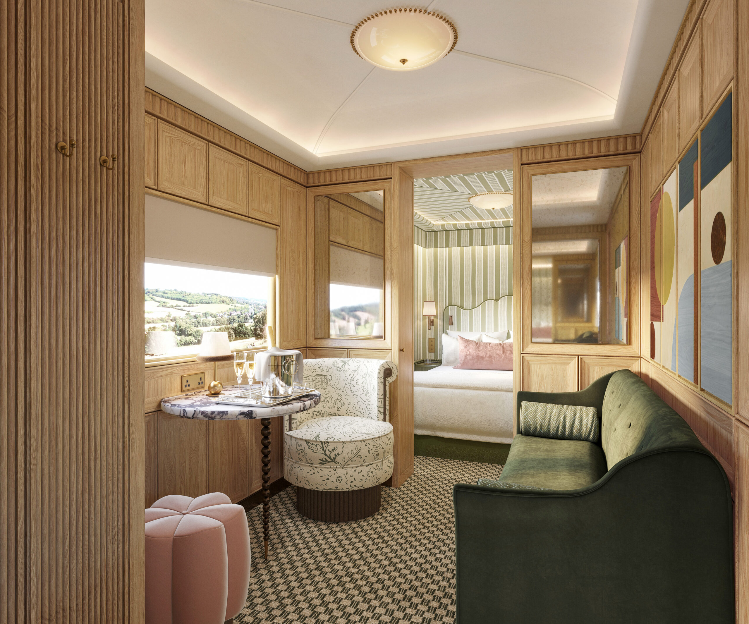 On board the Britannic Explorer, a new luxury sleeper train in England. Credit: Bex Press