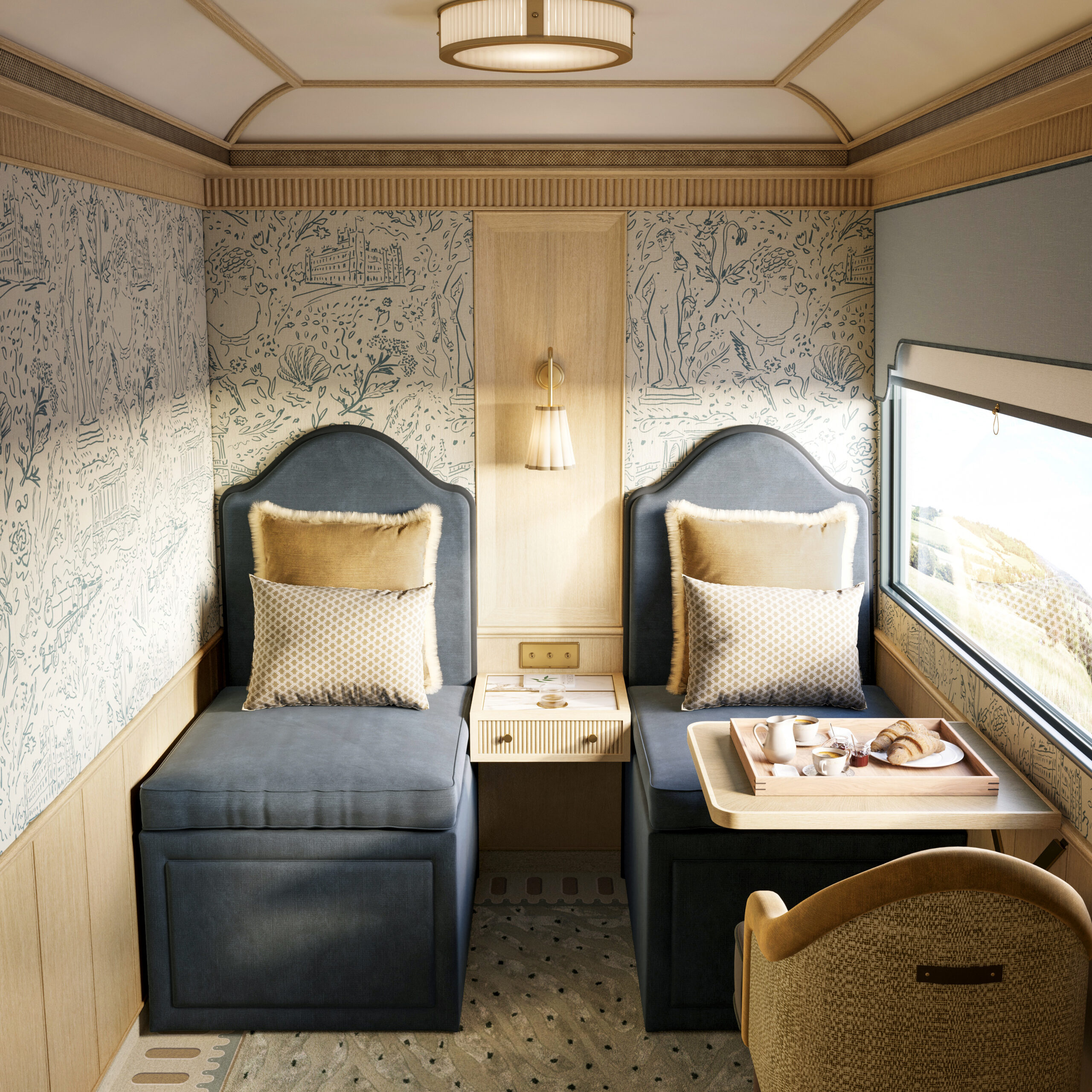 One of the suites on board the sleeper train by day and night