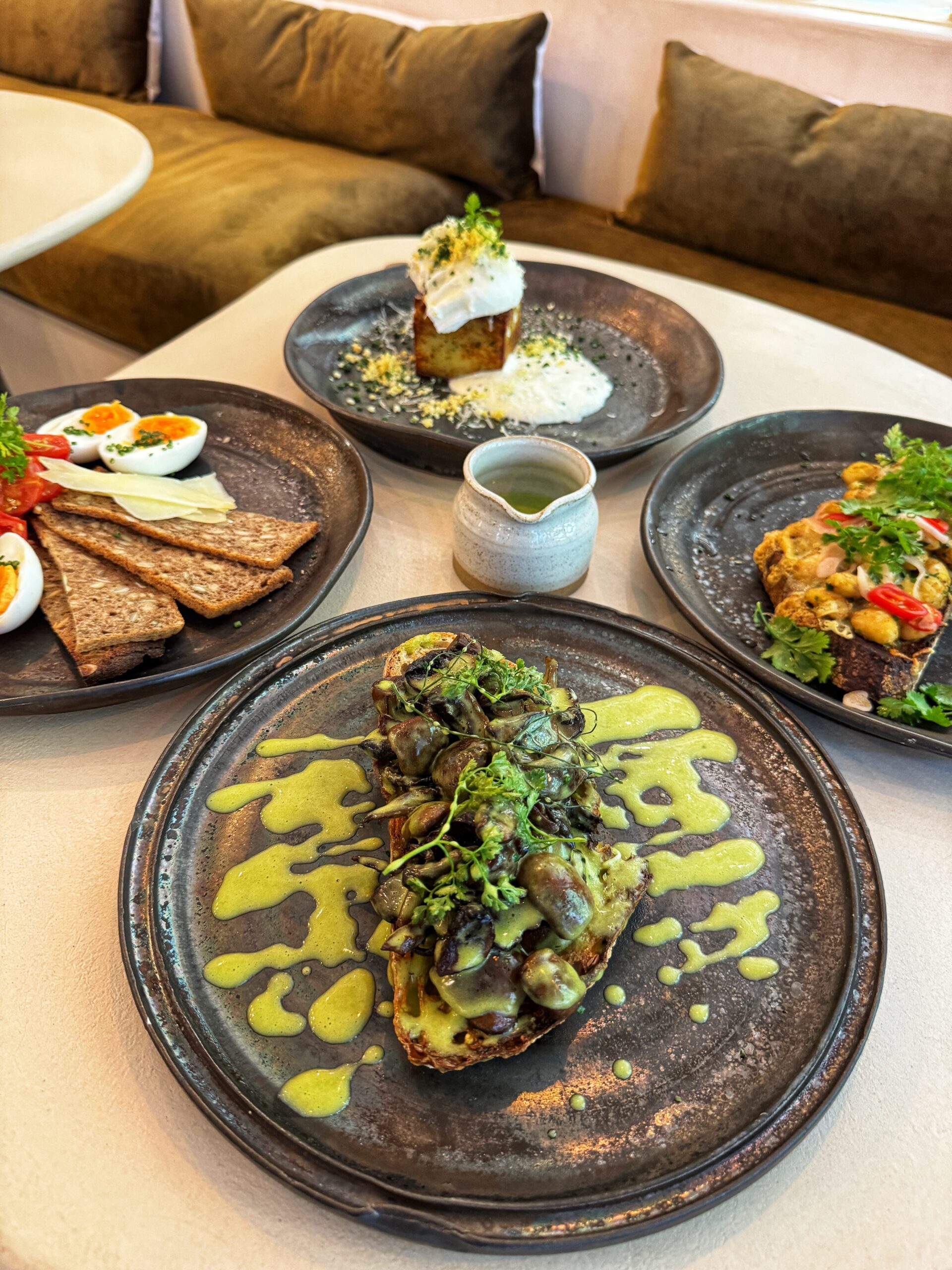 A spread of breakfast dishes at Kolab Kitchen