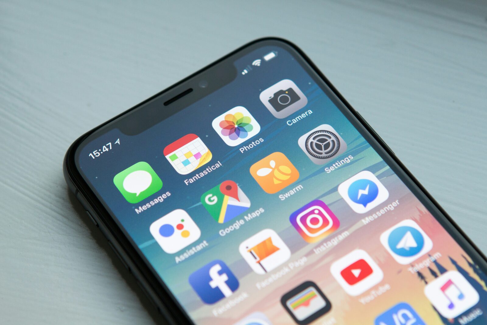 The screen of a mobile phone