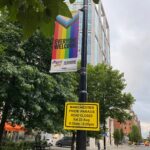 Manchester Pride Parade 2025 road closures sign