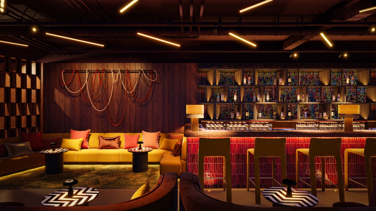A bar area in Chotto Matte Manchester