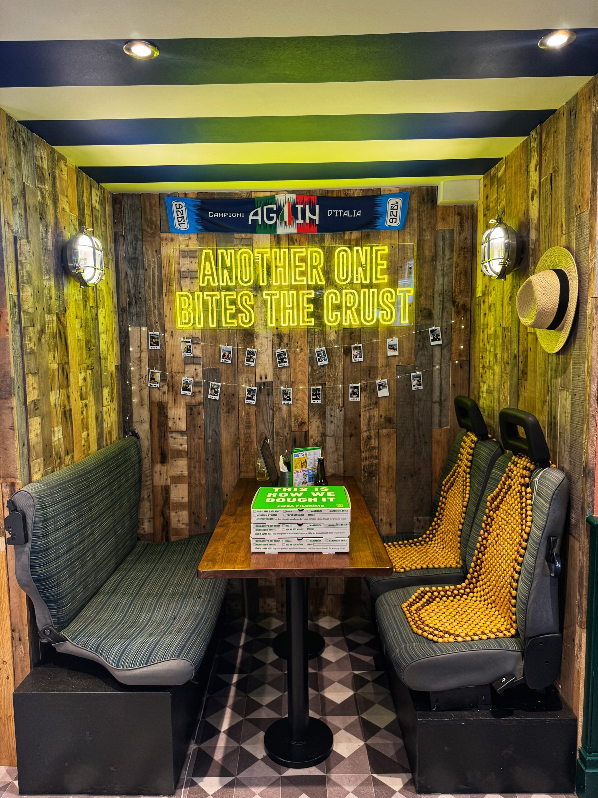 Fiat Panda seats in a booth