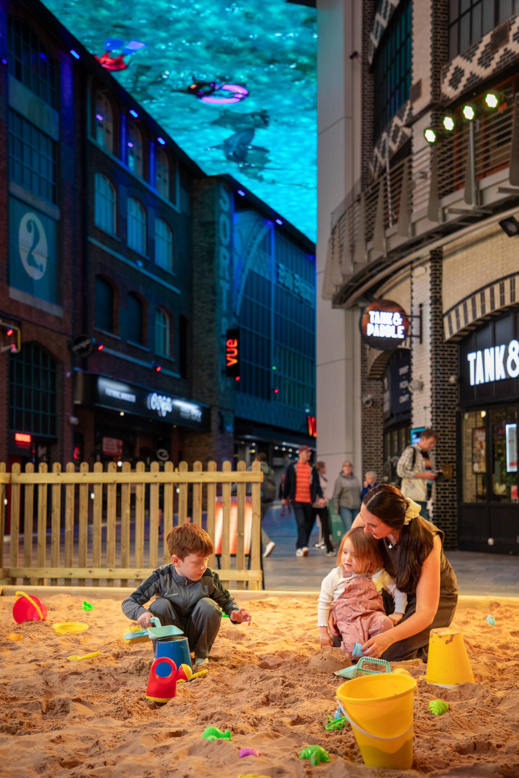 A giant sandpit and free events have come to Printworks in Manchester this summer