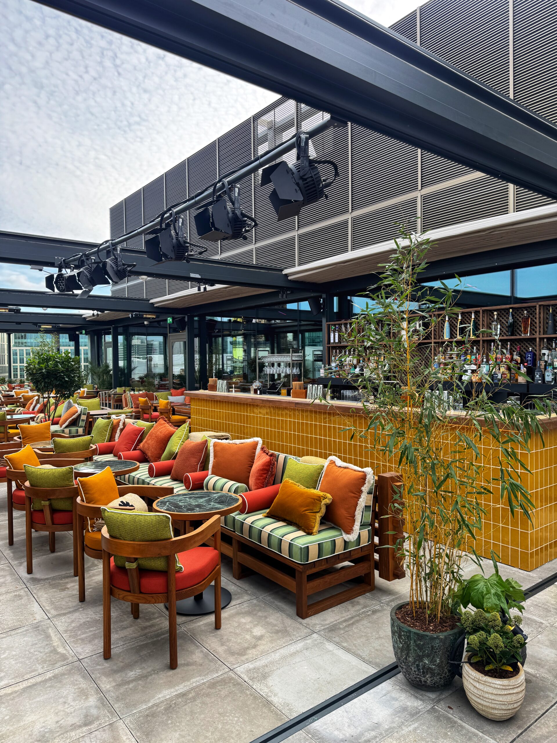 The bar area on the rooftop terrace