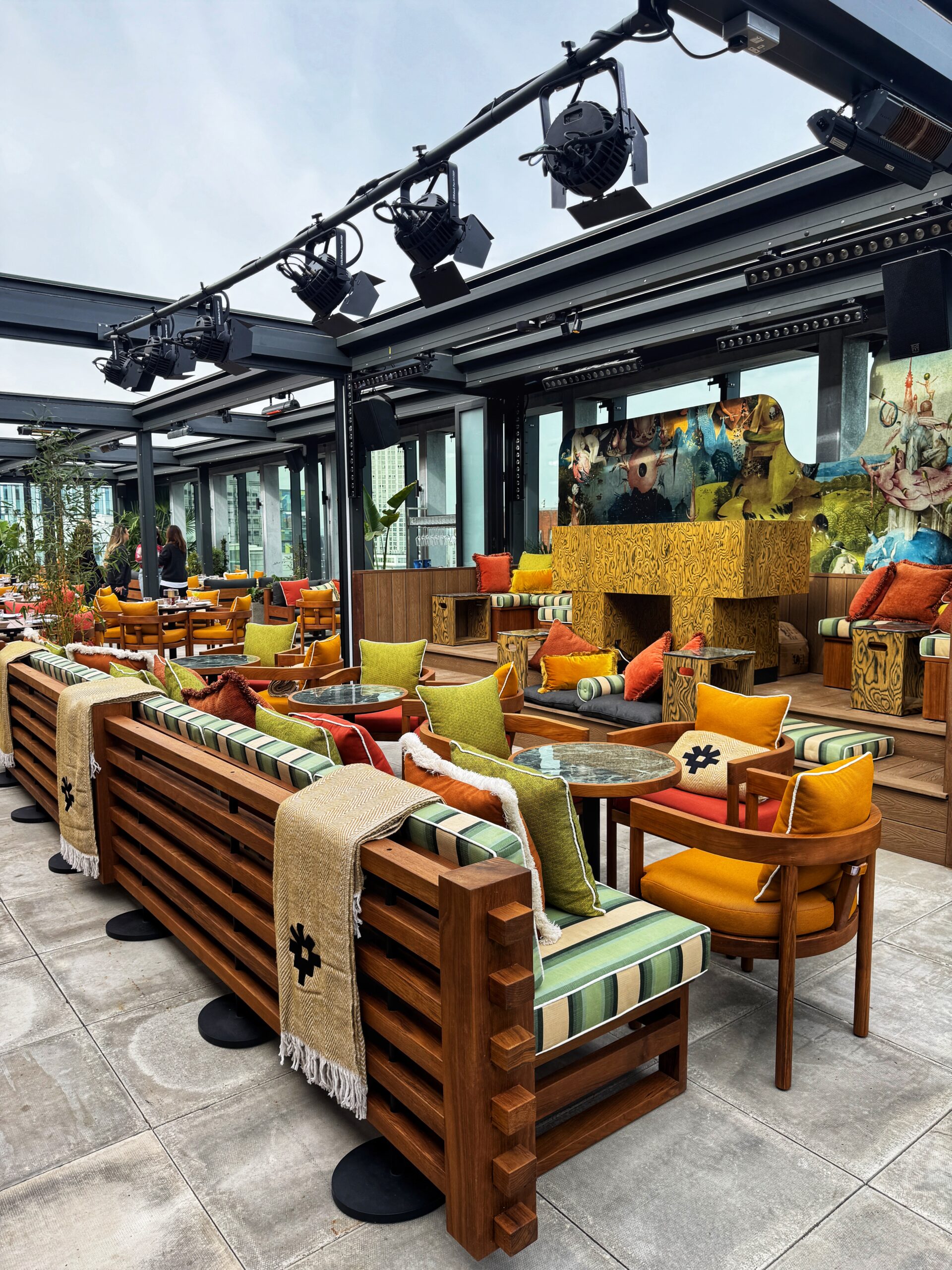 The bar area on the rooftop terrace