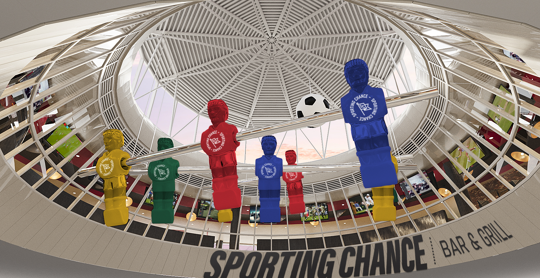 CGIs of Terminal 3's new sports bar at Manchester Airport