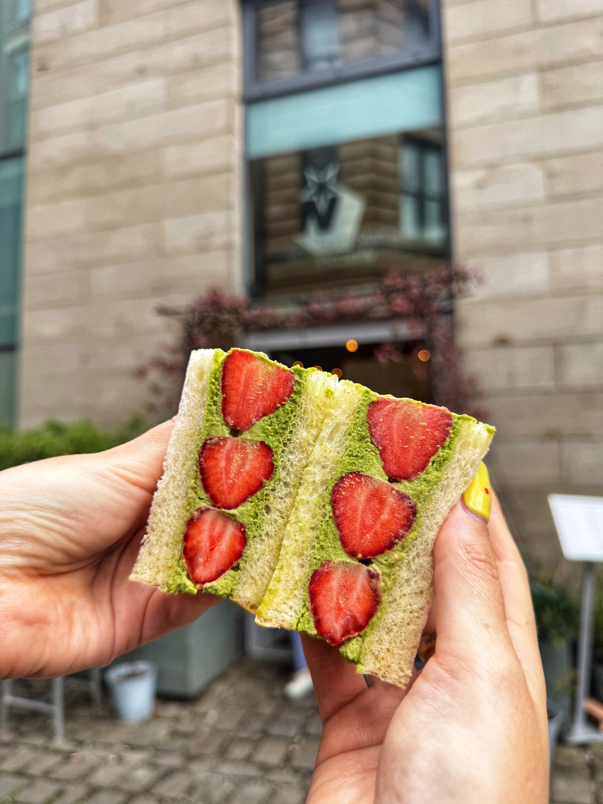 Strawberry sando with matcha cream