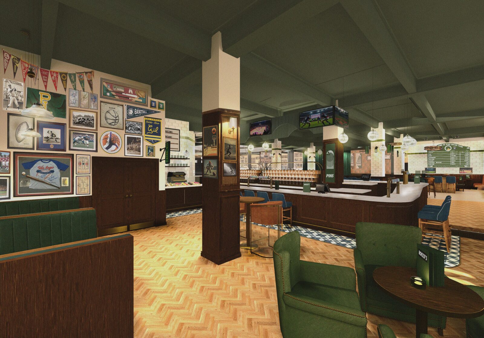 roccos bar area pins social club