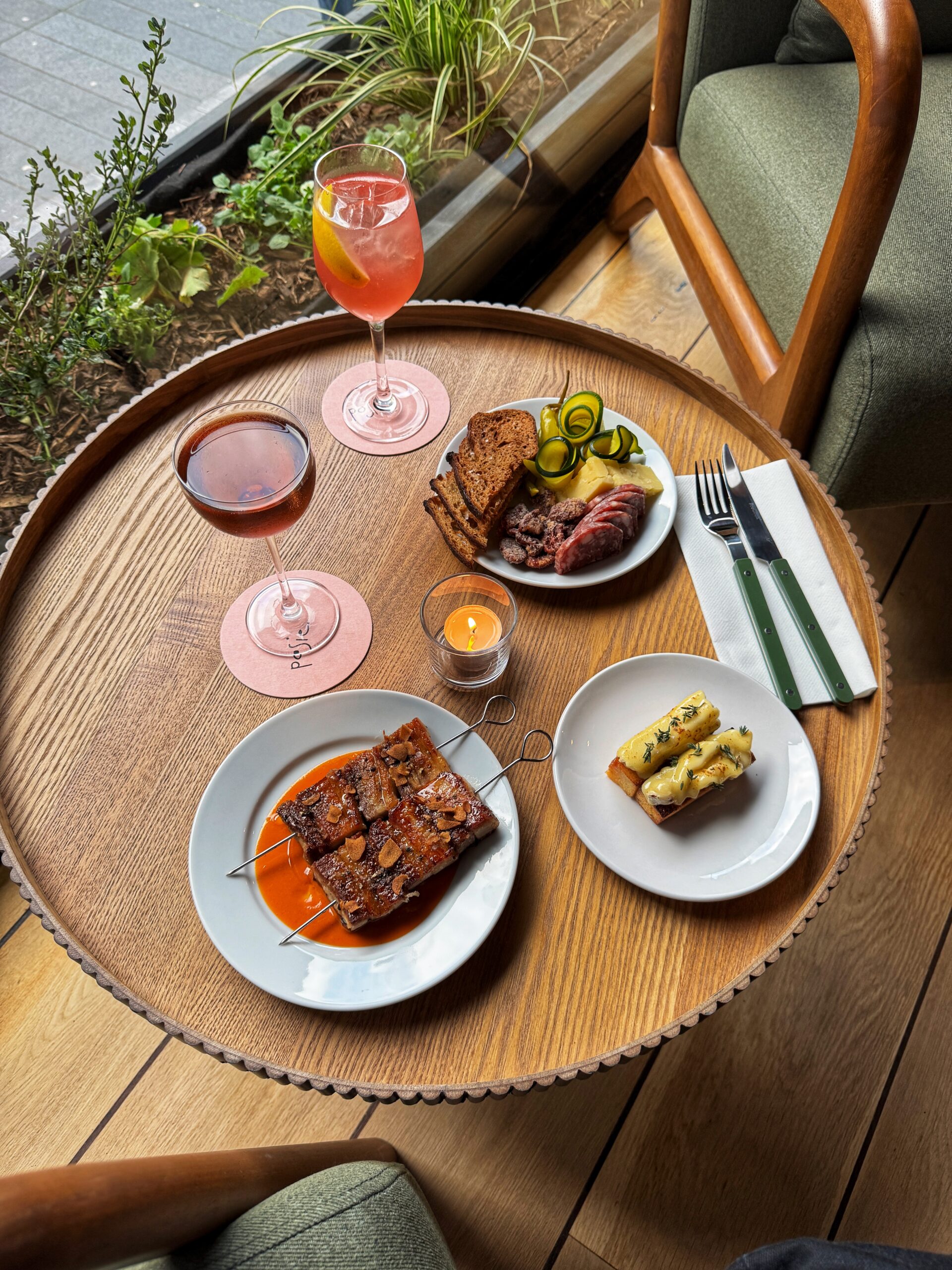 A selection of snacks and cocktails at Bar Posie