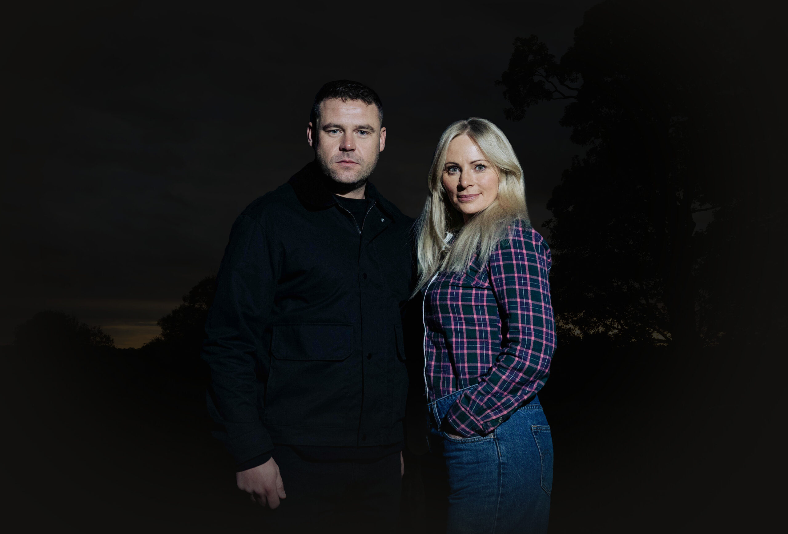 Vicky Myers (DS Lisa Swain) and Danny Miller (Aaron Dingle) pictured together ahead of upcoming TV soap crossover Corriedale / Credit: ITV Press Centre (Supplied)