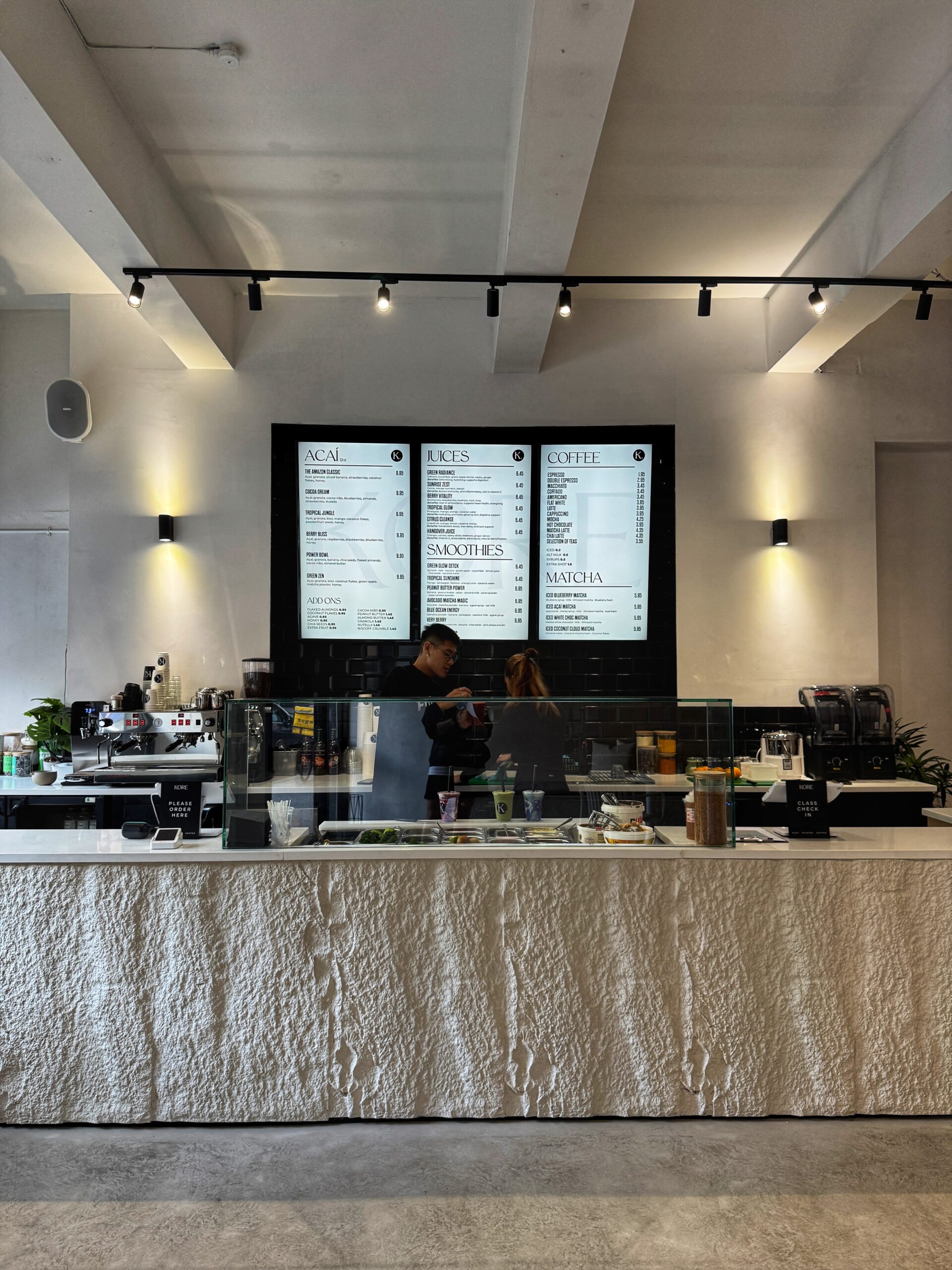 Inside the Kore Studios smoothie and acai bar