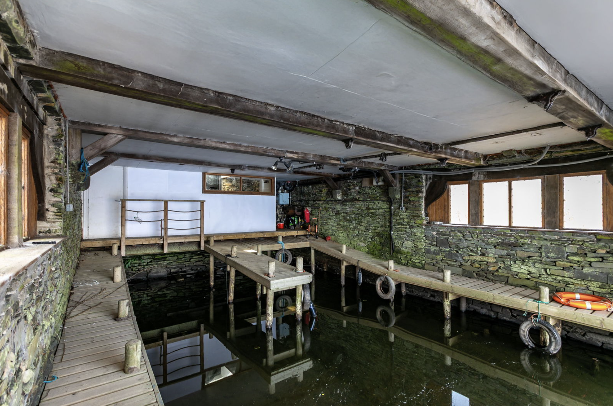 The wet dock at the Lake District boathouse