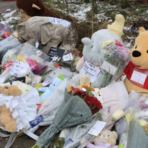 Flowers laid in Little Hulton near where Baby Ava's remains were discovered