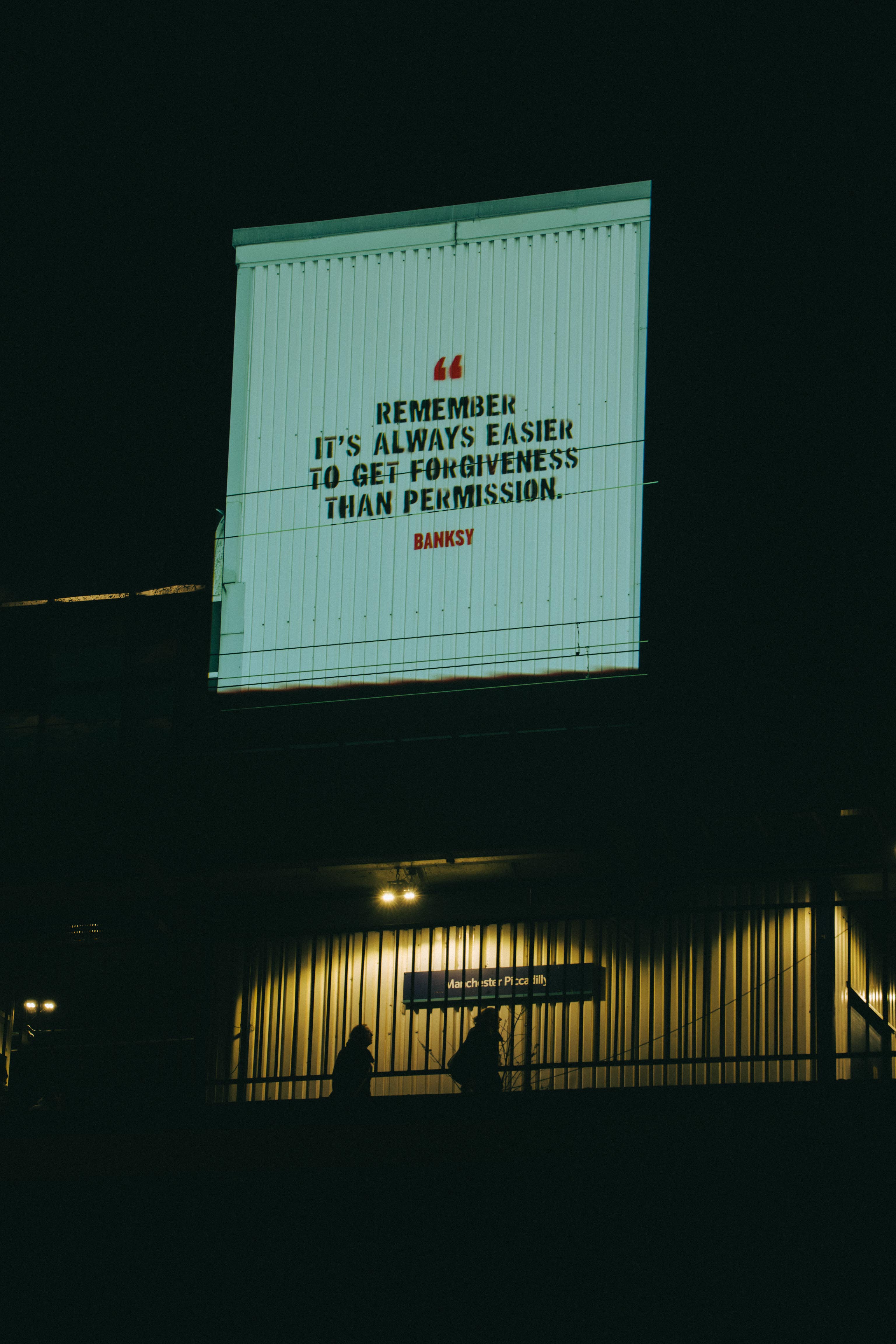 Projections in Manchester to announce The Mystery of Banksy exhibition