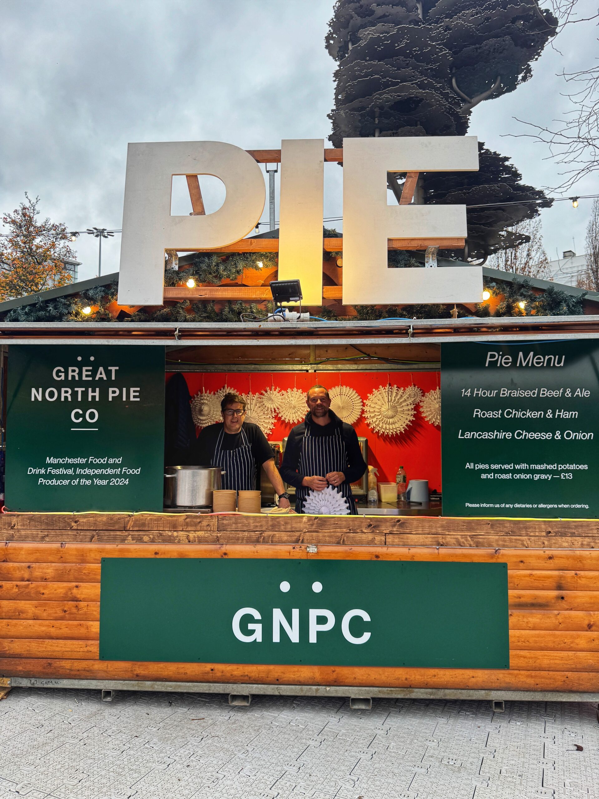 Food trader Great North Pie Co. at the Manchester Christmas Markets. Credit: The Manc Group