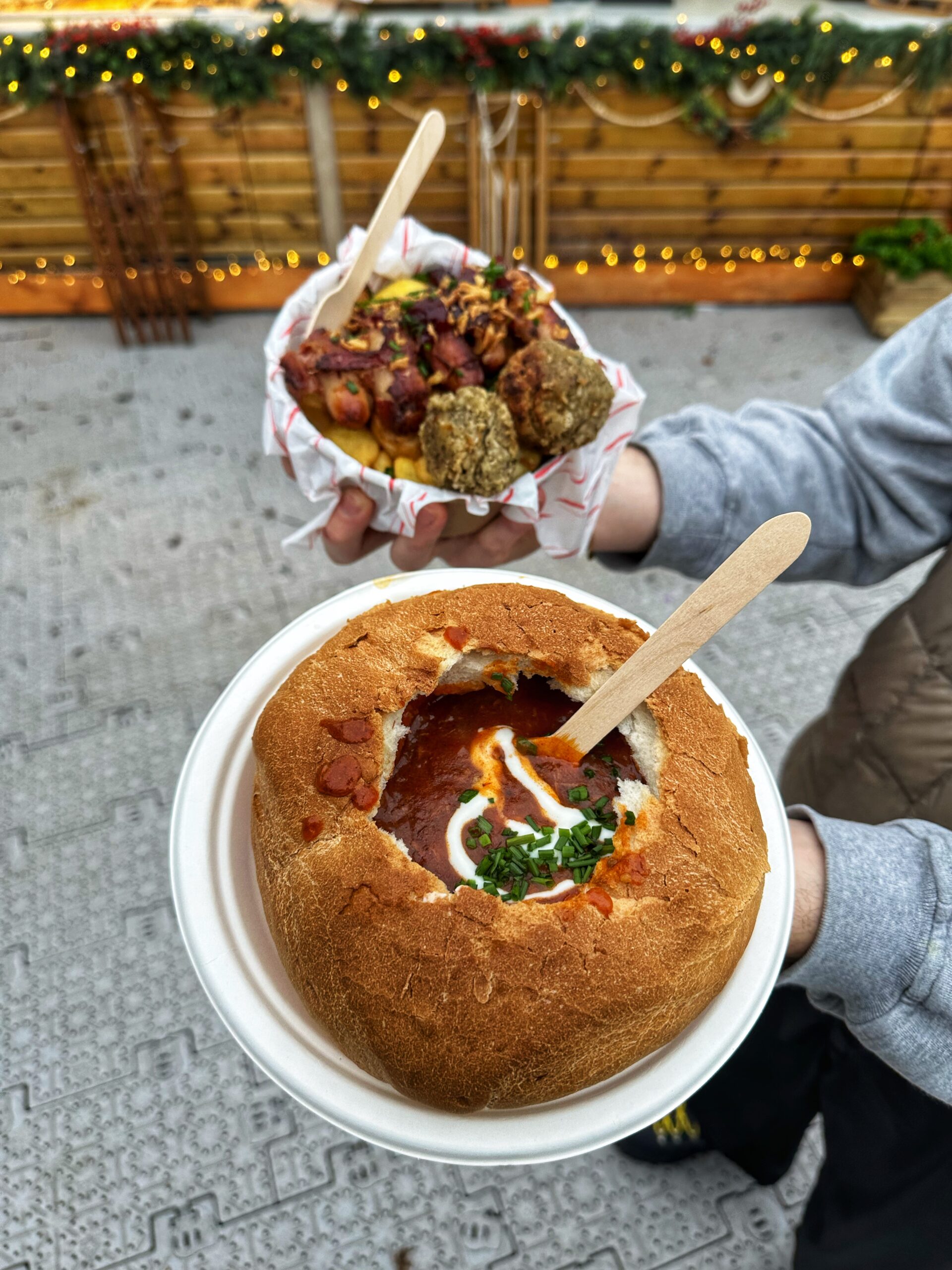 Austrian goulash in a bread bowl