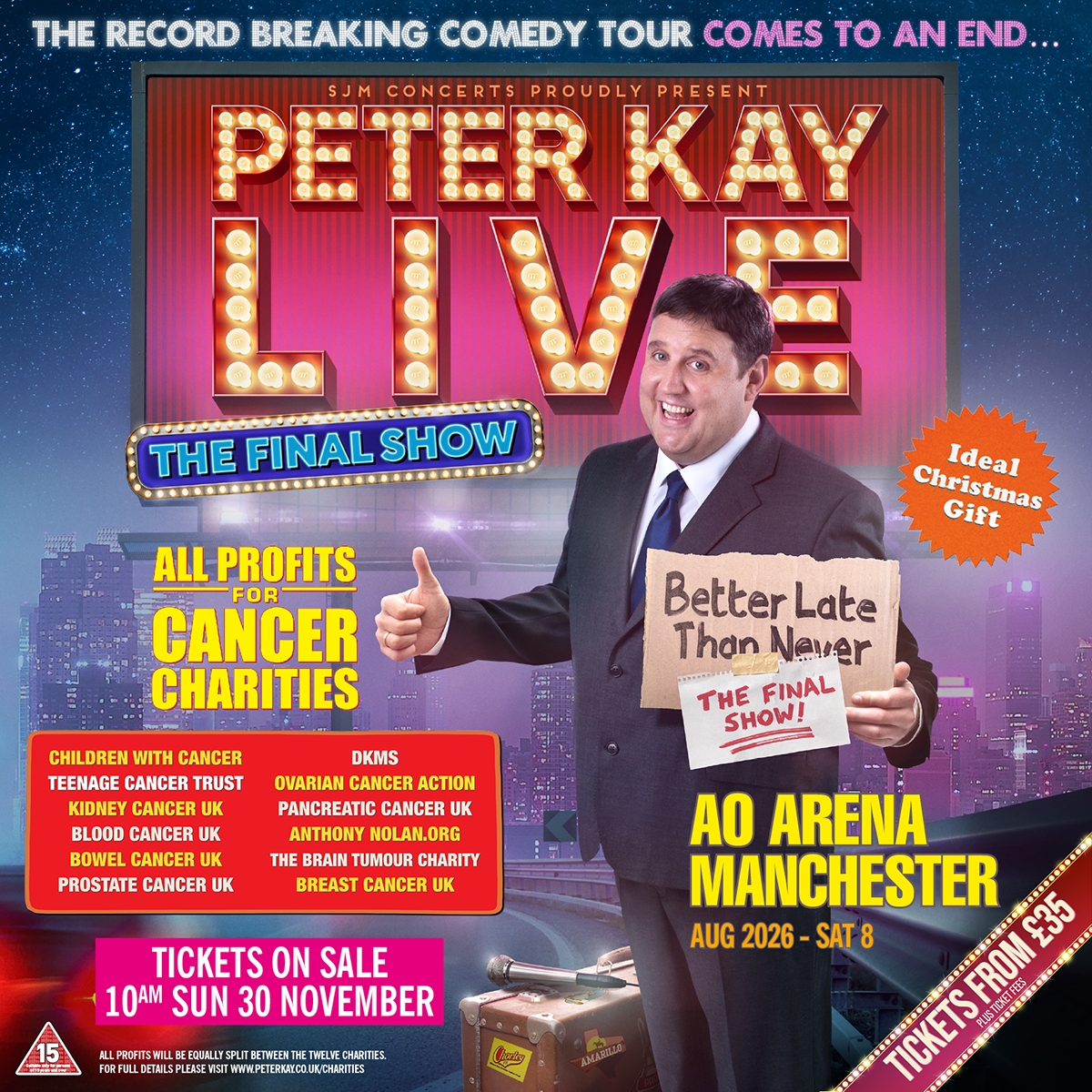 Peter Kay announces final Manchester show on historic run - with all profits going to cancer charities