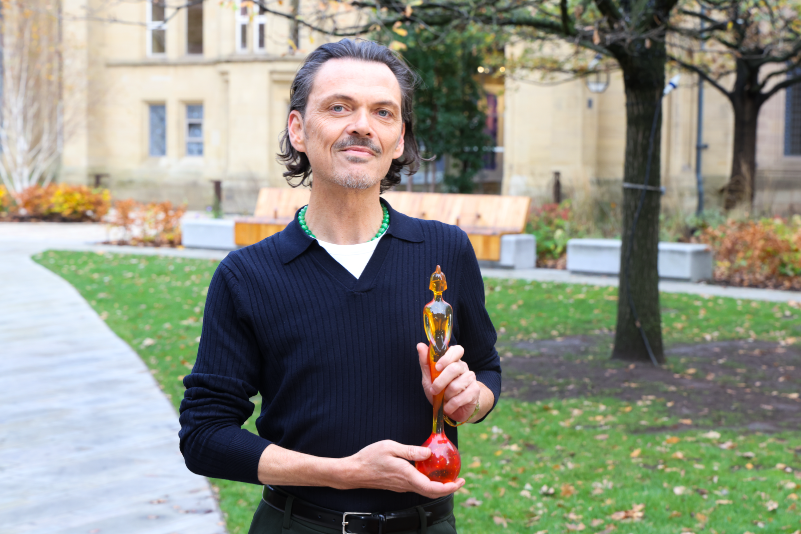 Matthew Williamson with this year's BRIT Award trophy. Credit: Supplied