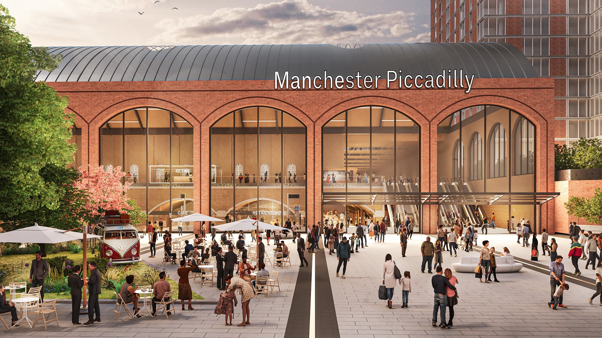 Manchester Piccadilly underground train station CGI