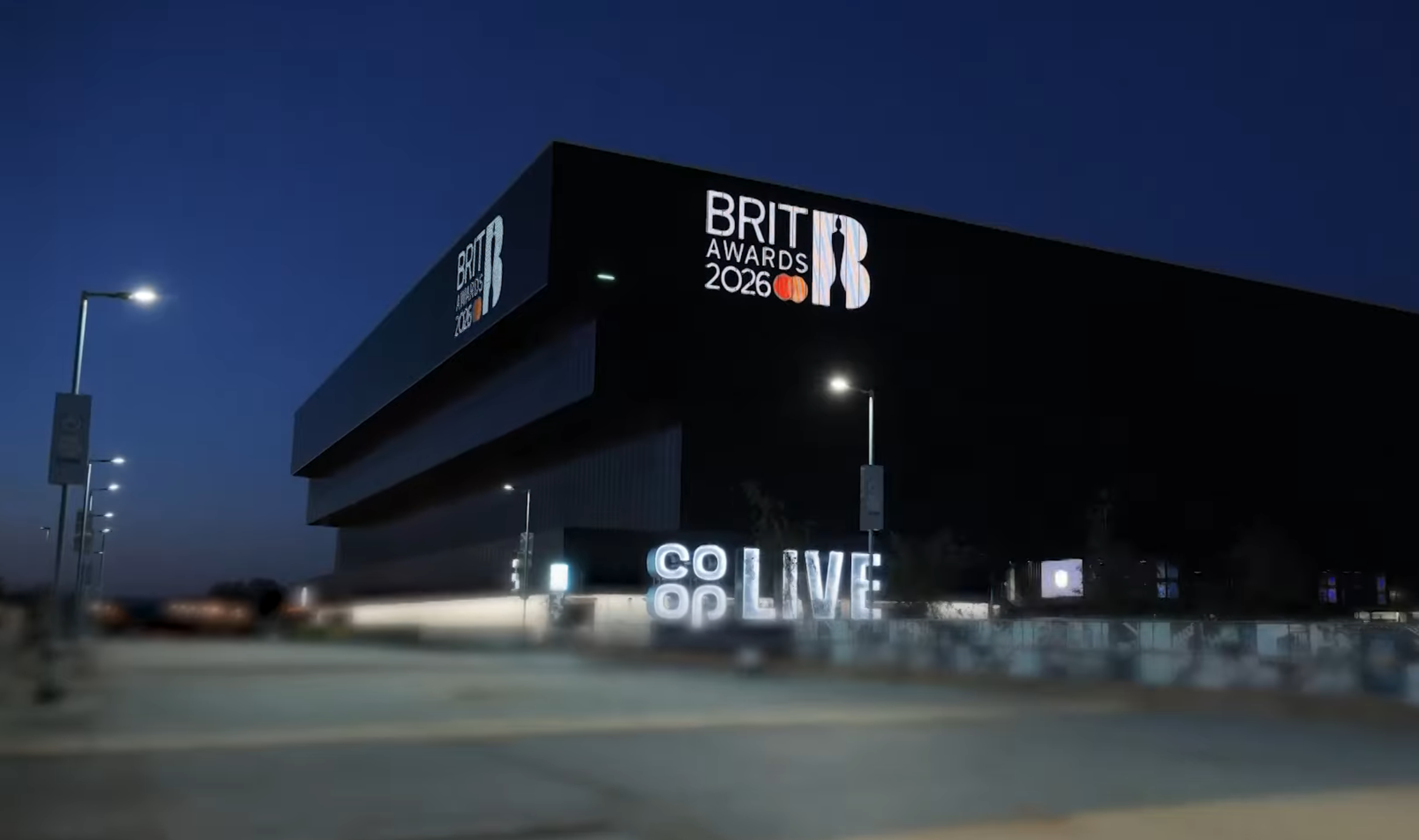The BRITs x Co-op Live (at night)