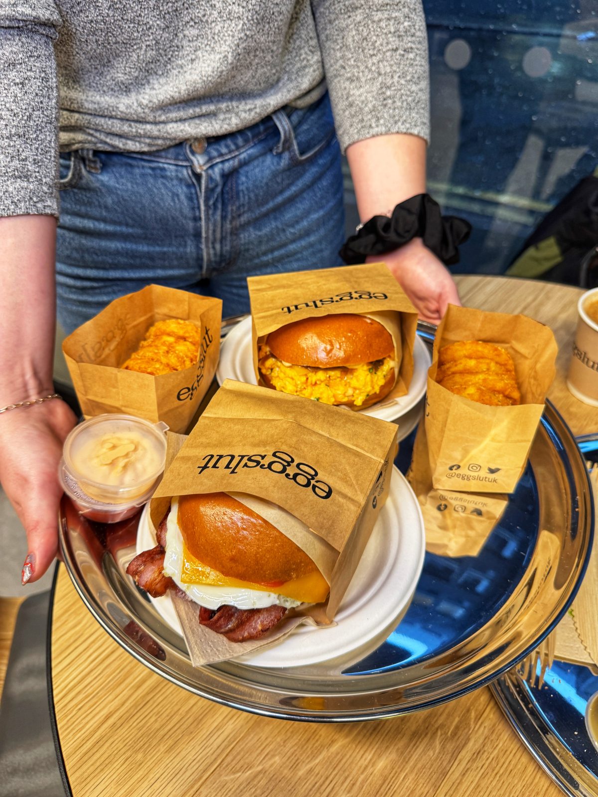 A spread of food at Eggslut in Manchester