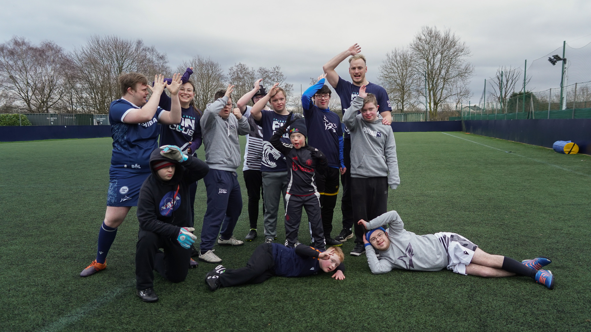 Down's Syndrome rugby club training sessions in Manchester Sale Sharks