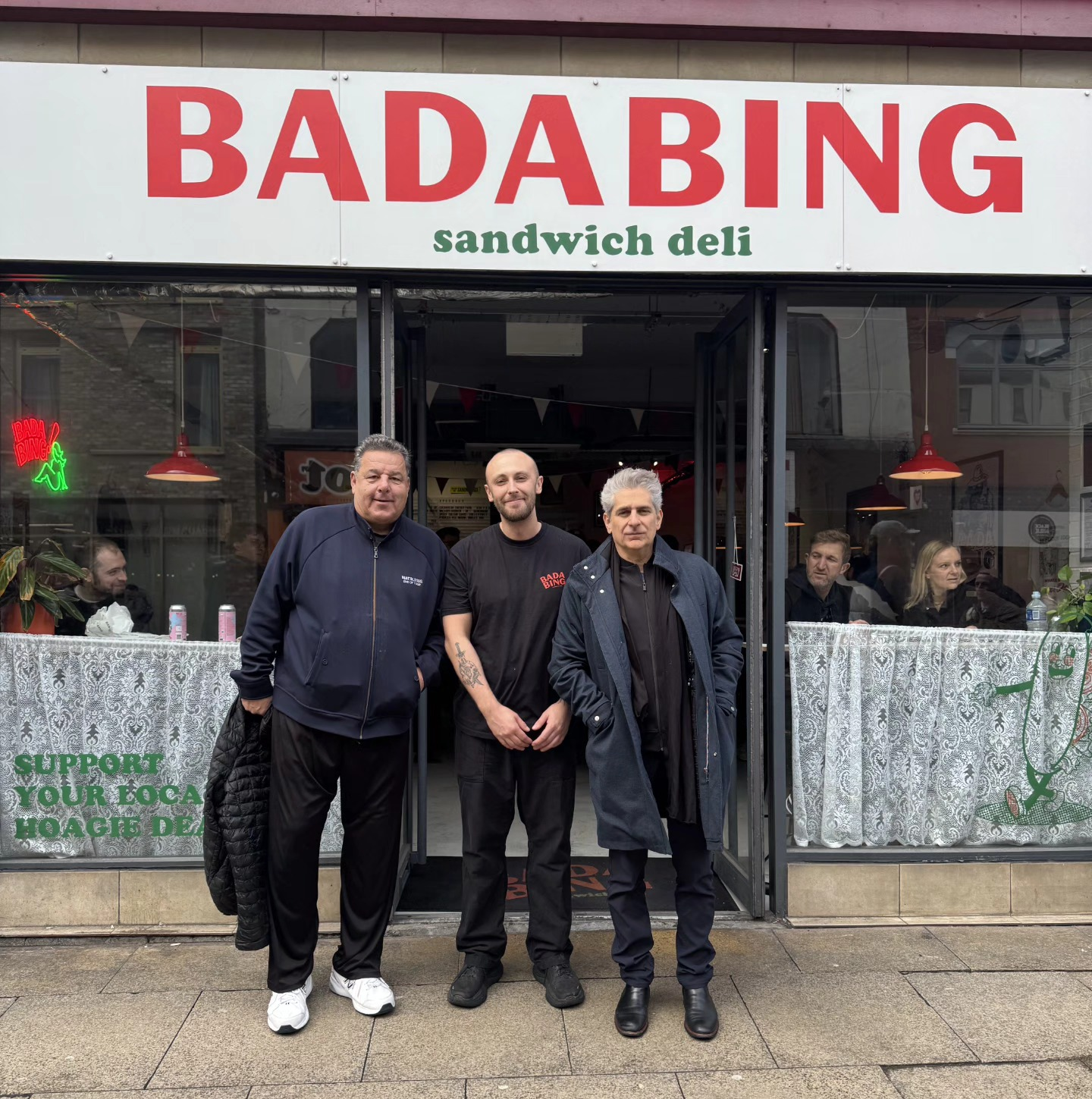 sopranos cast visit bada bing butty shop in manchester city centre