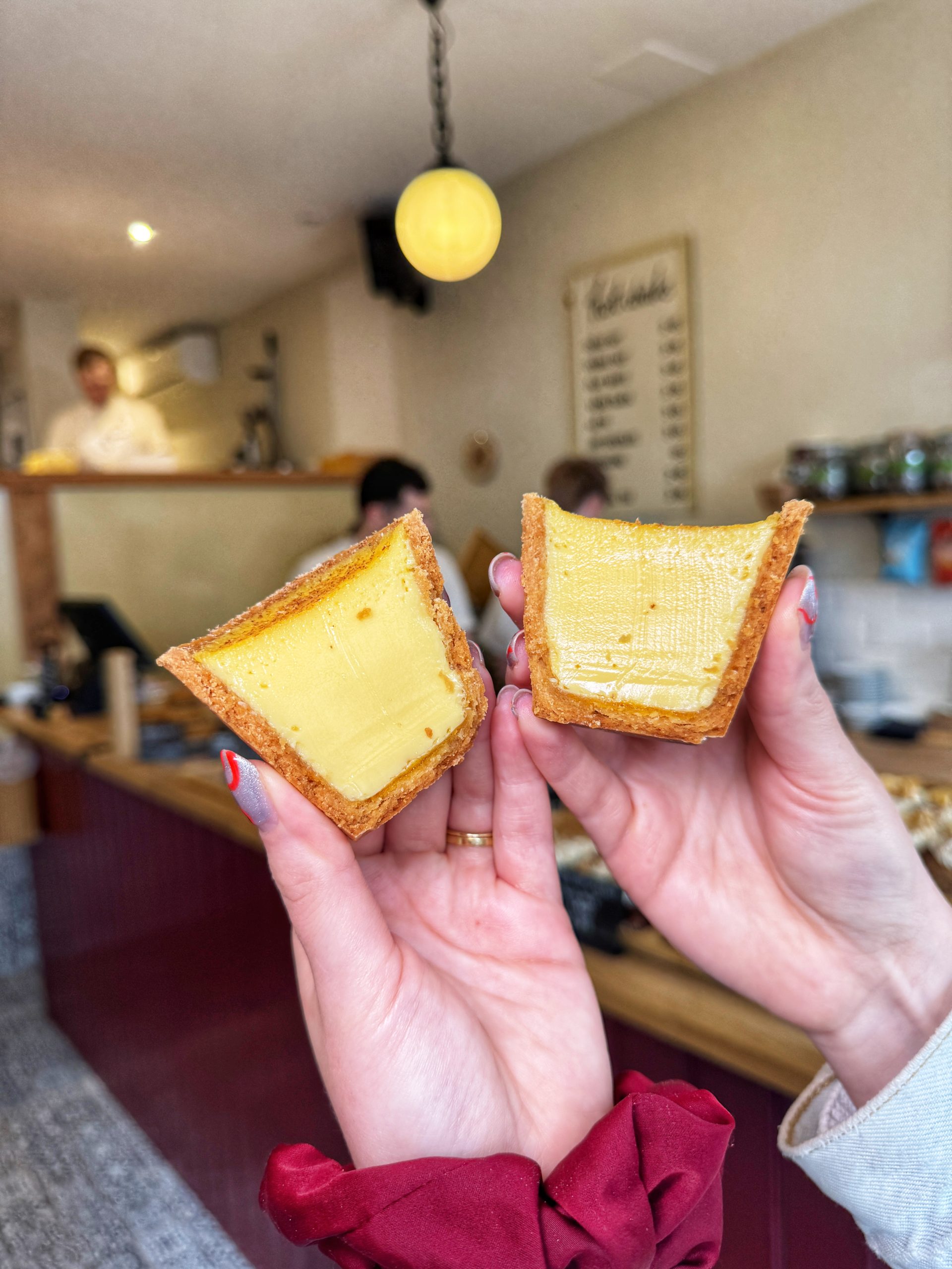 A cross-section of the custard tart