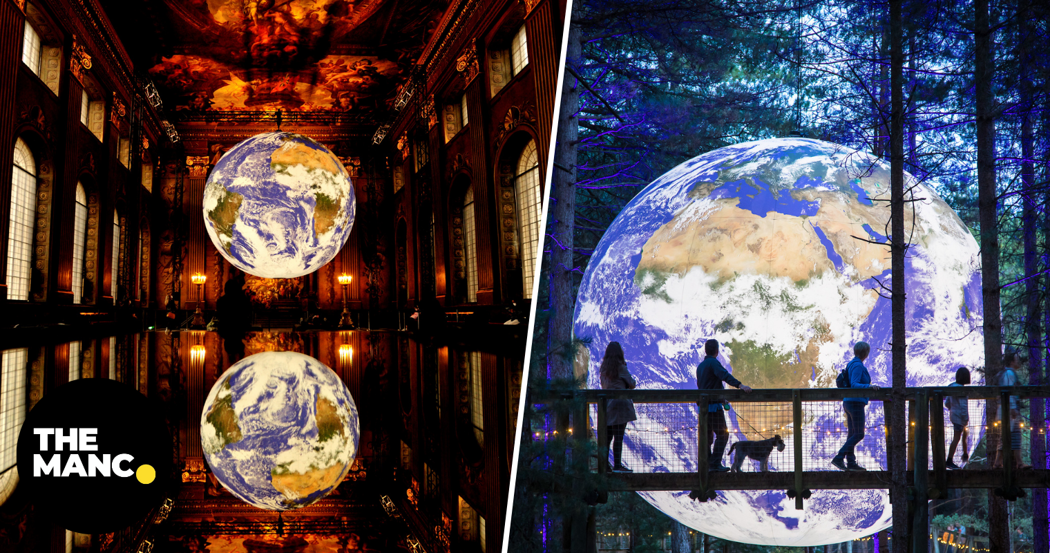 A 23-foot glowing floating Earth installation has landed at Trafford Palazzo